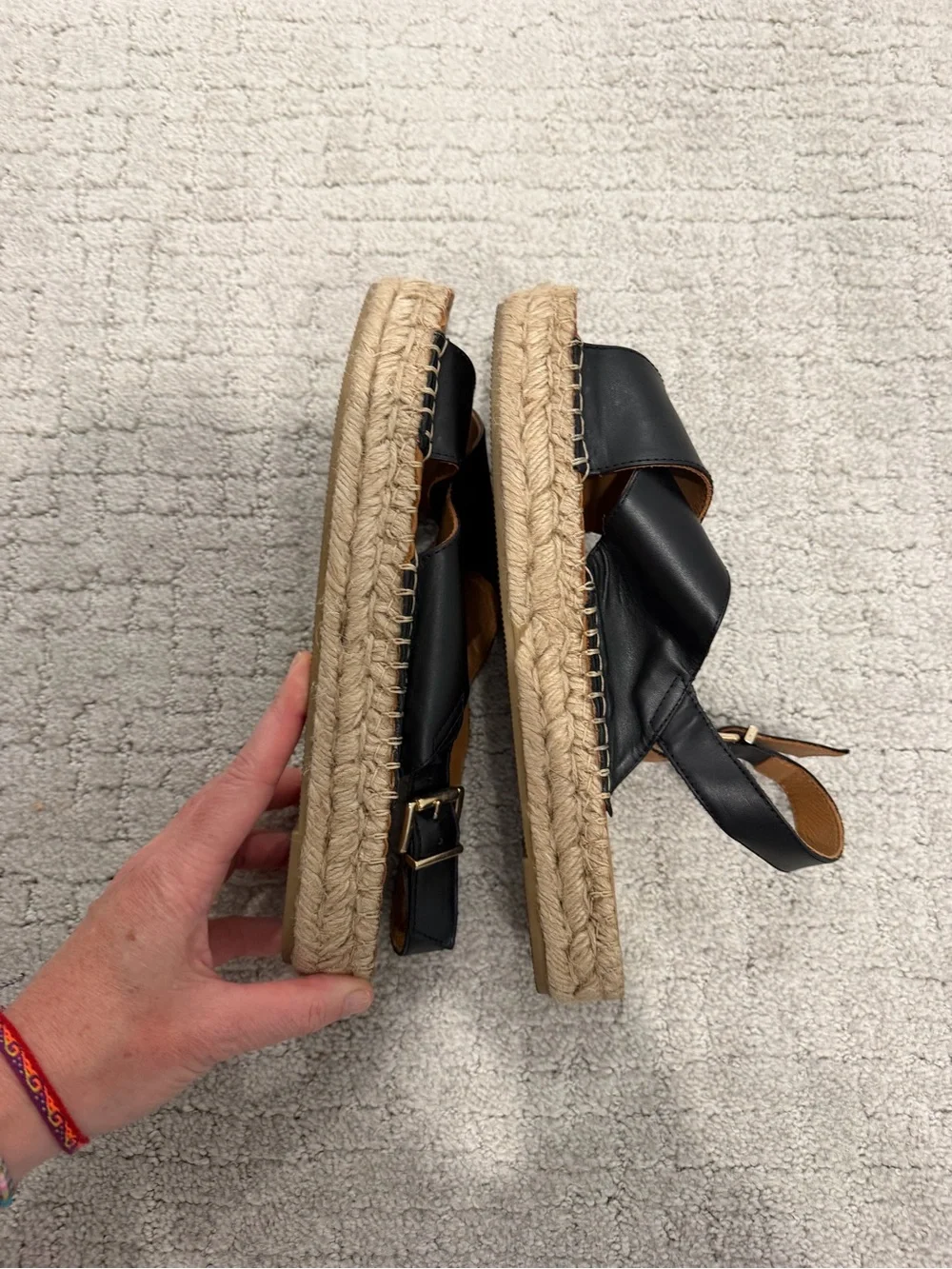 Alohas Black Cross-Strap Espadrille Sandals - Casual Women’s Summer Shoes - 41